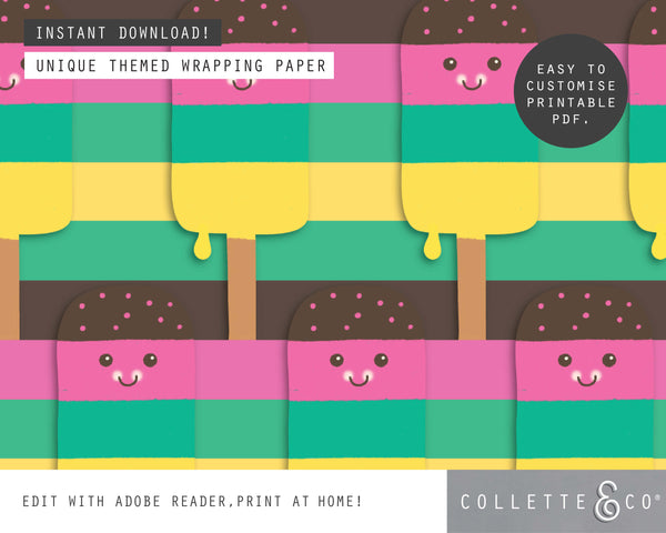 Printable Ice Cream Wrapping Paper 02