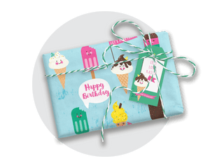 Printable Ice Cream Wrapping Paper & Gift Tag