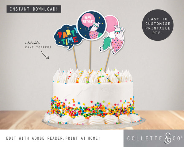 Printable Llama Cake Topper 03