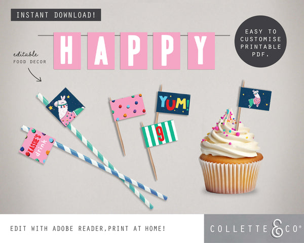 Printable Llama Food Decor