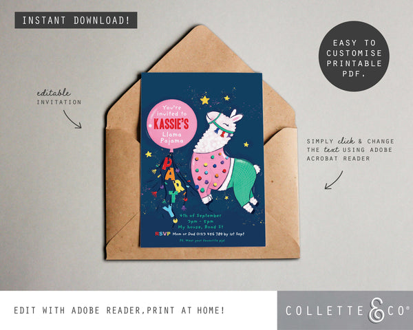 Printable Llama Invitation