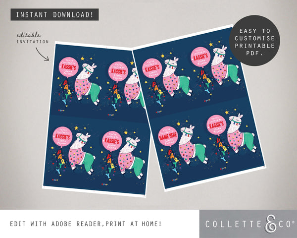 Printable Llama Invitation 03