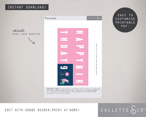 Printable Llama Mini Cake Bunting 02