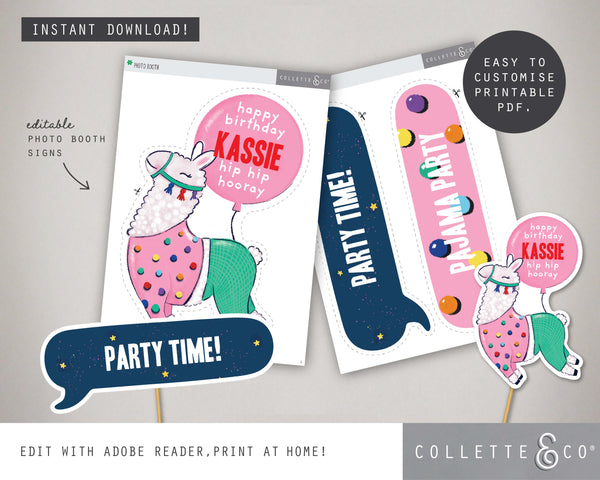 Printable Llama Photo Booth Props
