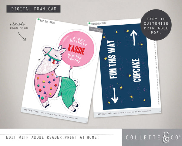 Printable Llama Room Sign 04