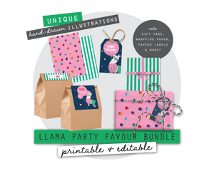 Printable Llama Wrapping Paper & Gift Tag