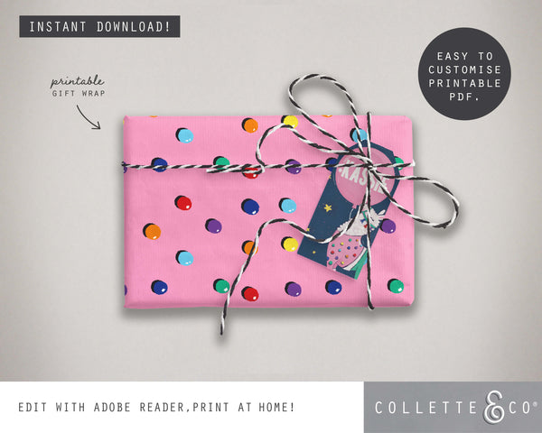 Printable Llama Wrapping Paper & Gift Tag 03
