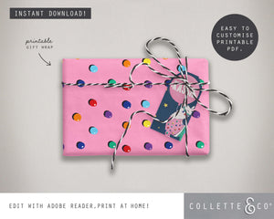 Printable Llama Wrapping Paper & Gift Tag 04