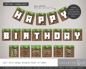 Printable Minecraft Bunting