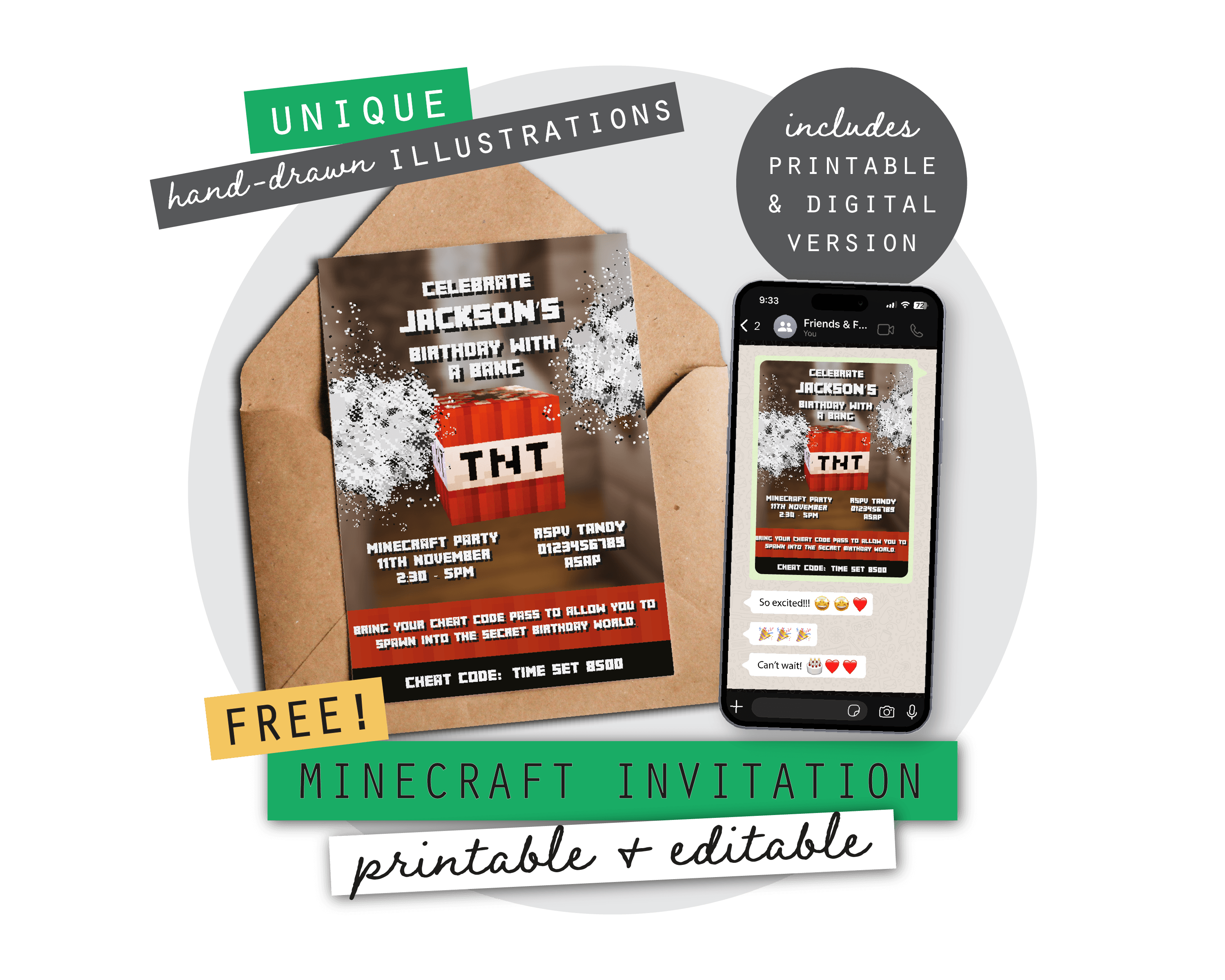 FREE Minecraft Party Printable Invitation