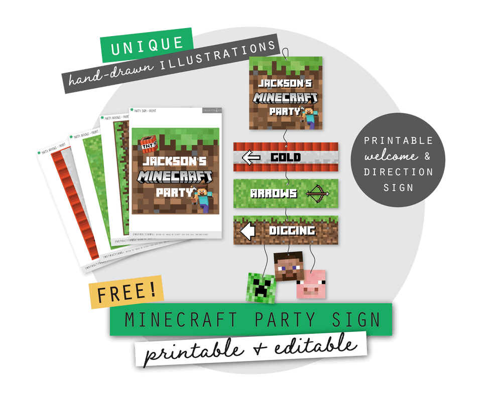 Minecraft Room Label Free Printable Minecraft Party Theme