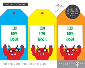 Printable Monster Gift Tag
