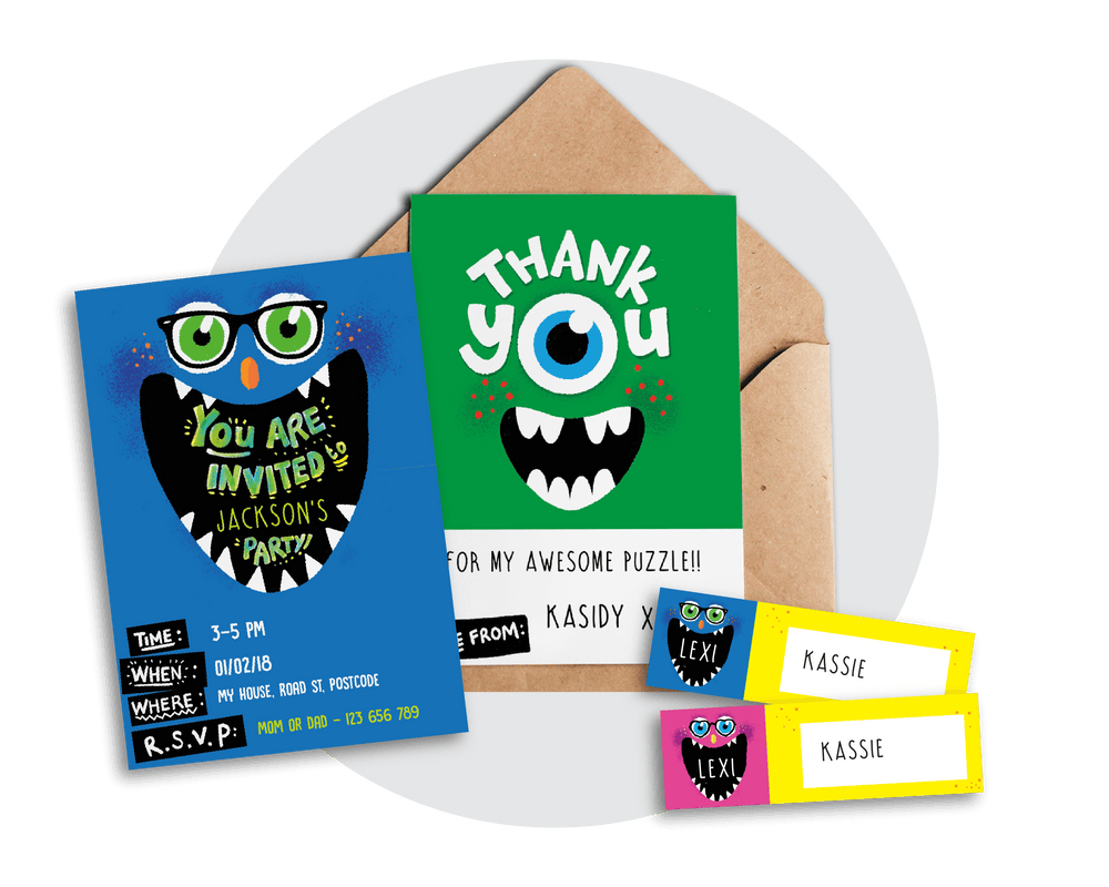 Printable Monster Invitation & Thank You Card
