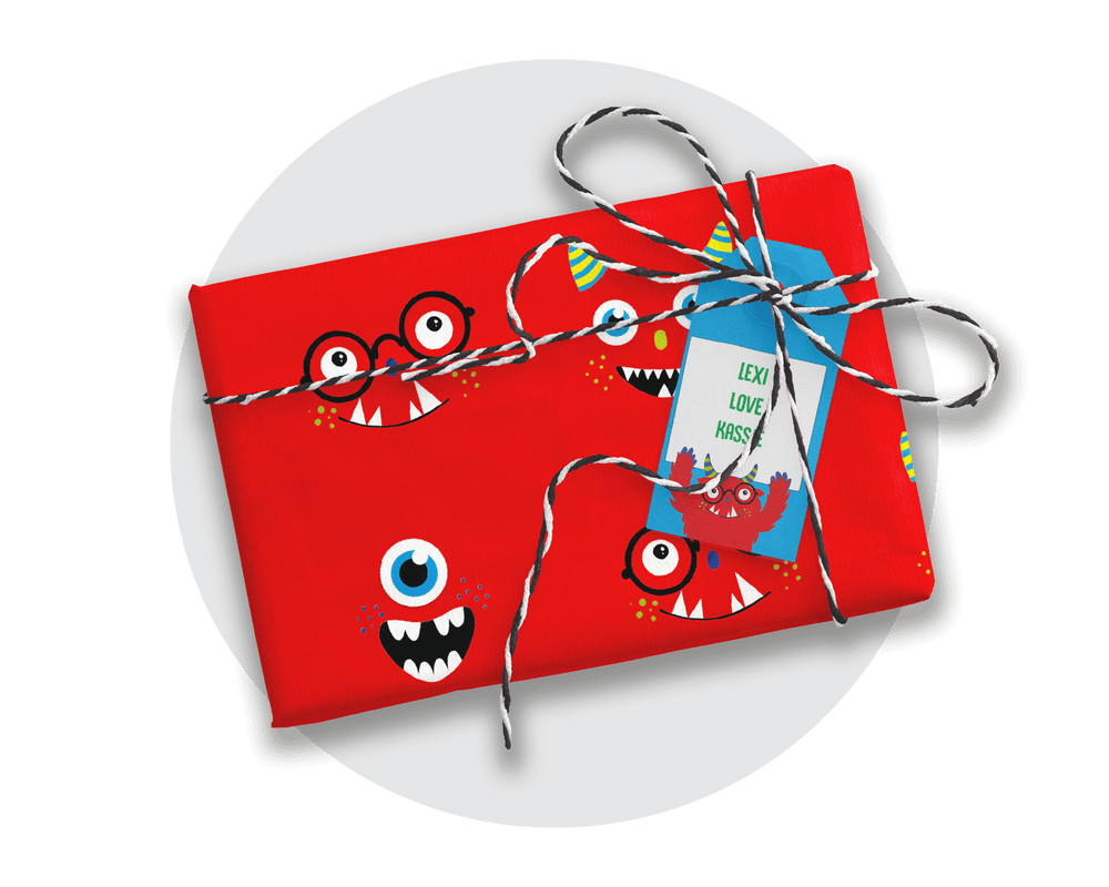 Printable Monster Wrapping Paper & Gift Tag