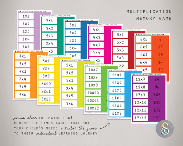 Printable Multiplication Memory Game 06