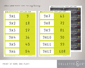 Printable Multiplication Memory Game 07