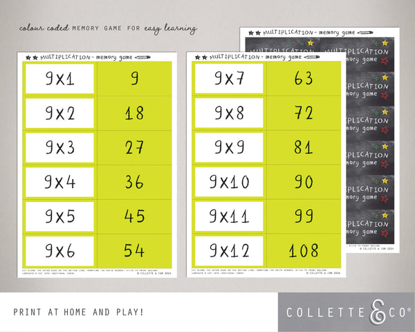 Printable Multiplication Memory Game 07