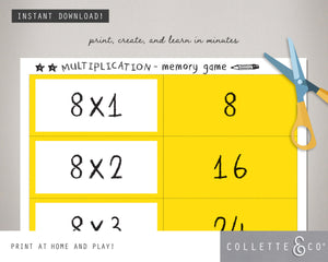 Printable Multiplication Memory Game 08