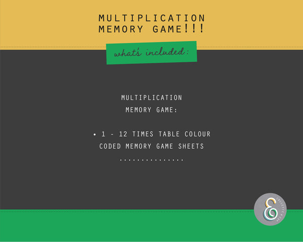 Printable Multiplication Memory Game 09