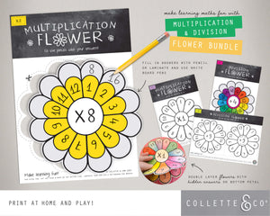 Printable Multiplication and Division Flowers Bundle