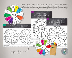 Printable Multiplication and Division Flowers Bundle 04