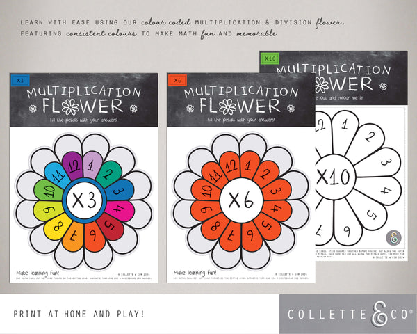 Printable Multiplication and Division Flowers Bundle 11