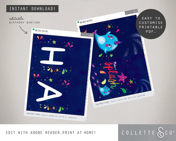 Printable Narwhal Bunting 02