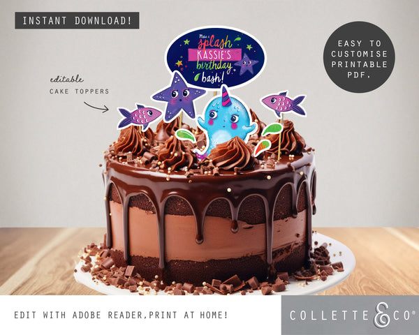 Printable Narwhal Cake Topper