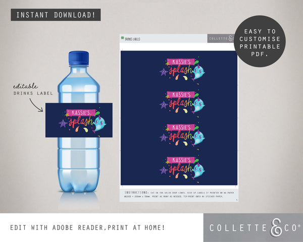 Printable Narwhal Drinks Label
