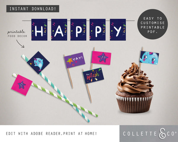 Printable Narwhal Food Decor