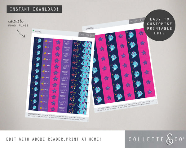 Printable Narwhal Food Flags