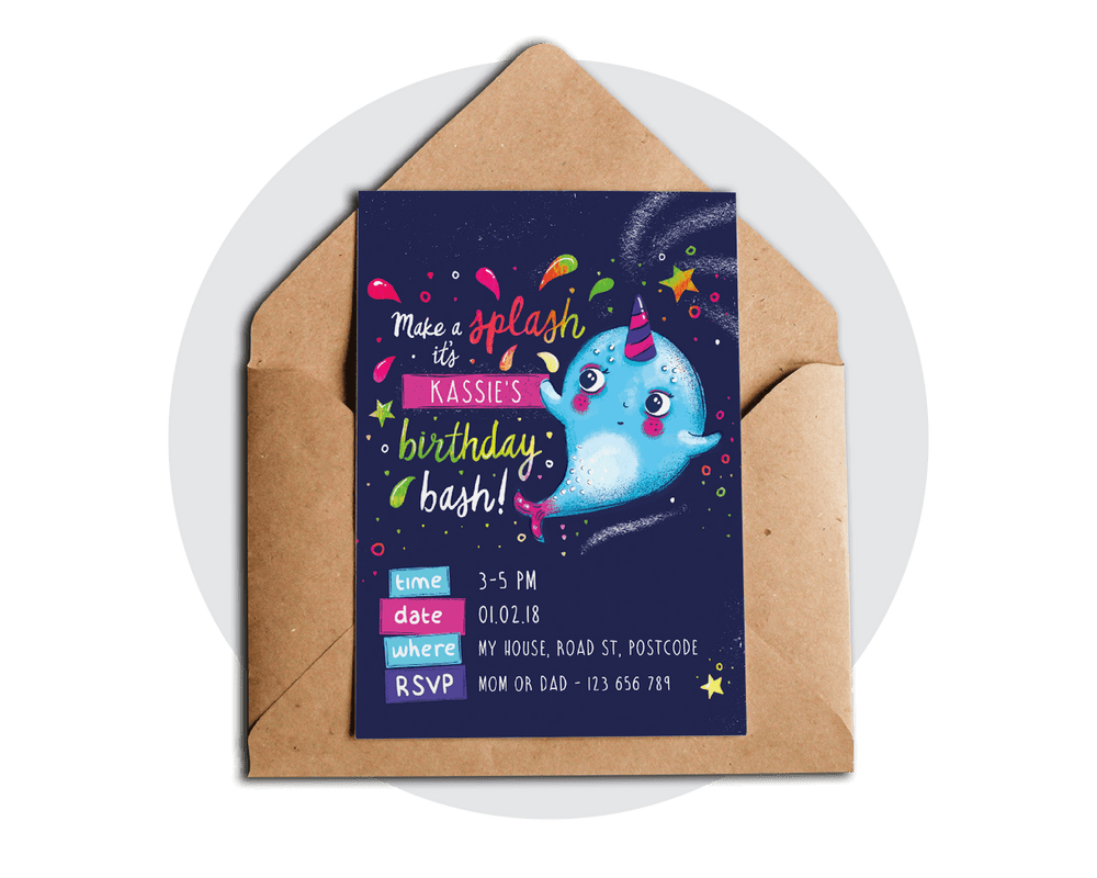 Printable Narwhal Invitation