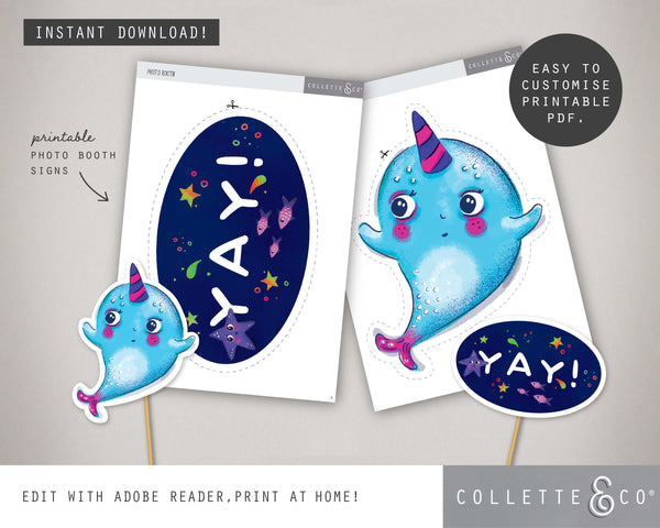 Printable Narwhal Photo Booth Props 02