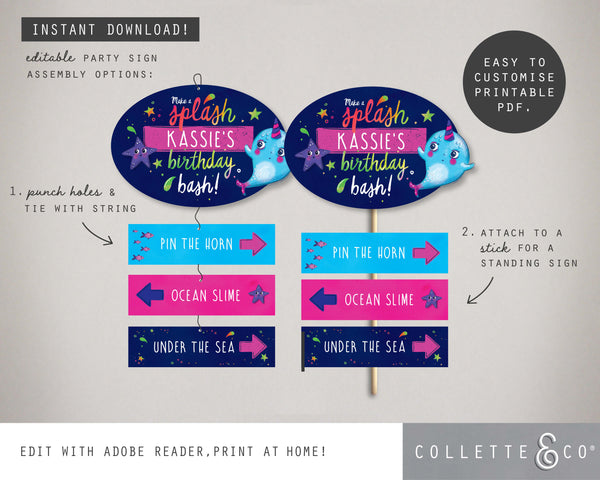 Printable Narwhal Room Sign