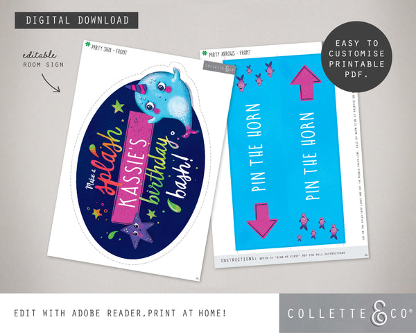 Printable Narwhal Room Sign 02