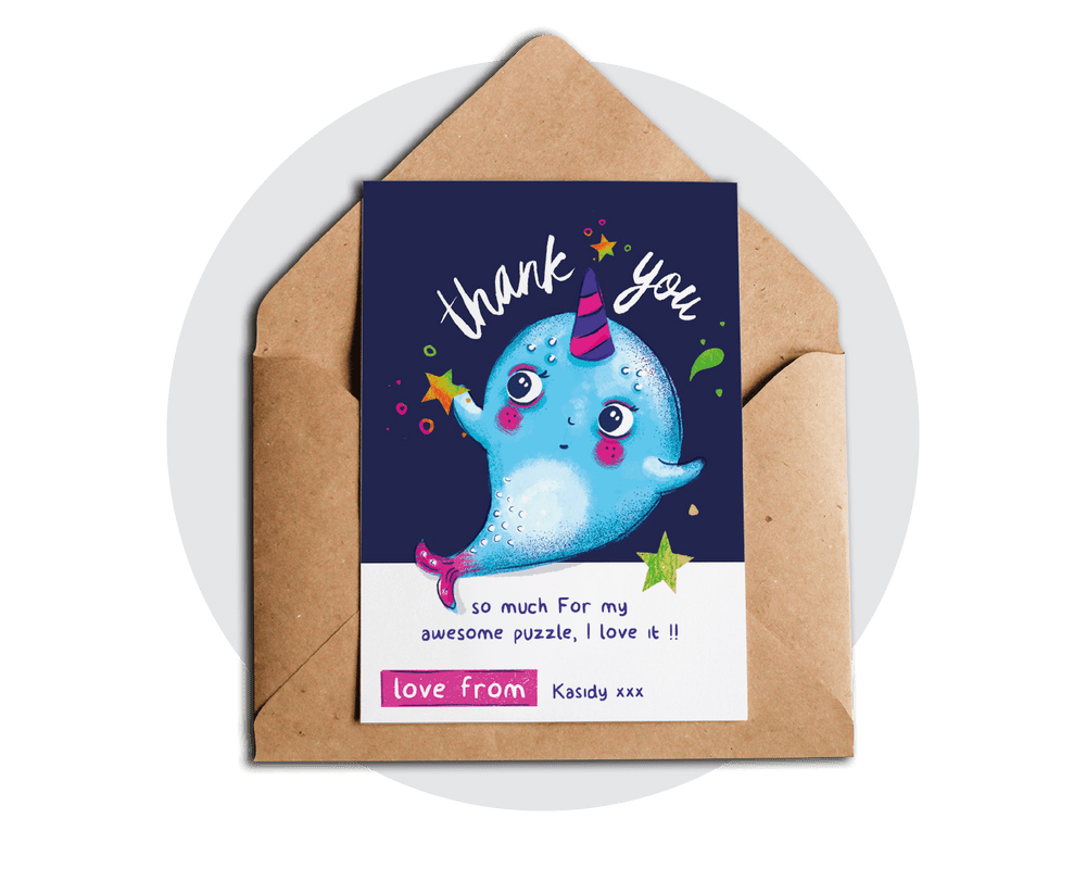 Printable Narwhal Thank You Card