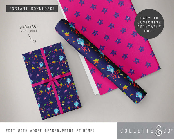 Printable Narwhal Wrapping Paper