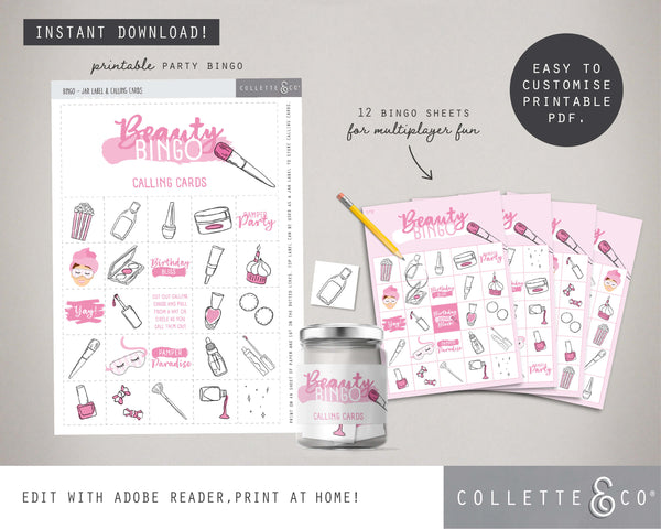 Printable Pamper Bingo
