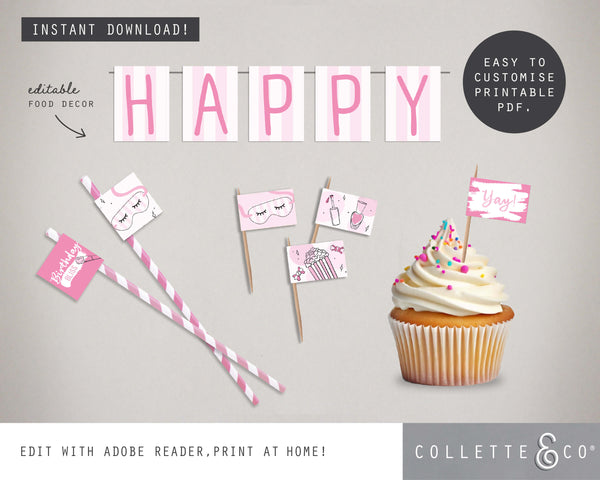 Printable Pamper Food Decor