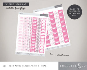 Printable Pamper Food Flags