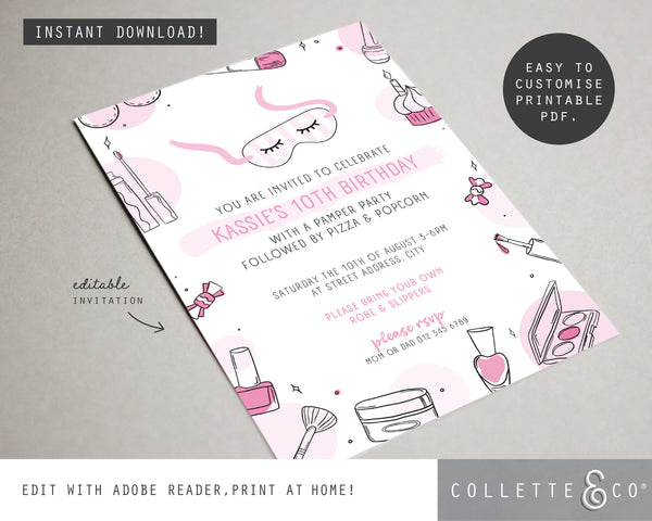 Printable Pamper Invitation 03
