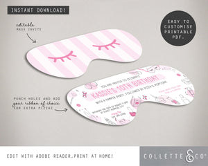 Printable Pamper Mask Invitation