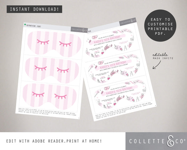 Printable Pamper Mask Invitation 03