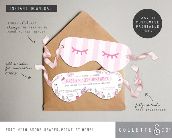 Printable Pamper Mask Invitation 05