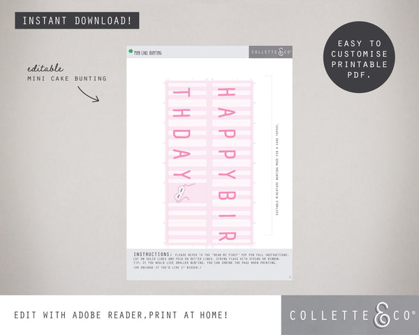Printable Pamper Mini Cake Bunting
