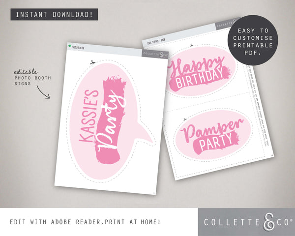 Printable Pamper Photo Booth Props