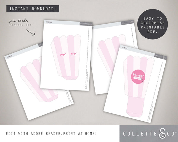 Printable Pamper Popcorn Box