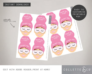Printable Pamper Thank You Card