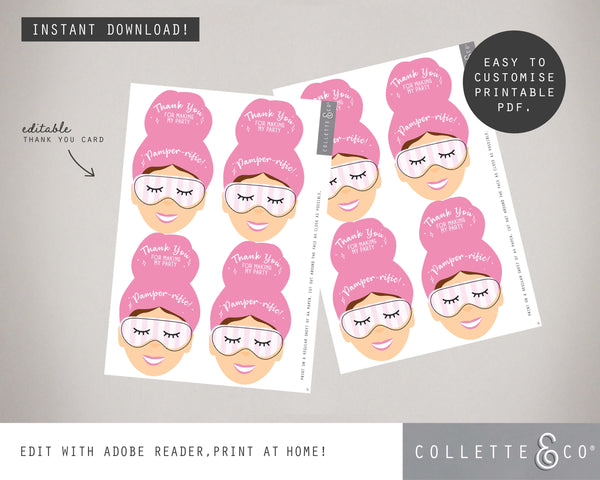 Printable Pamper Thank You Card 02