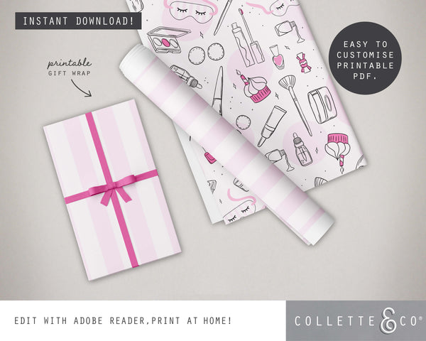 Printable Pamper Wrapping Paper 03